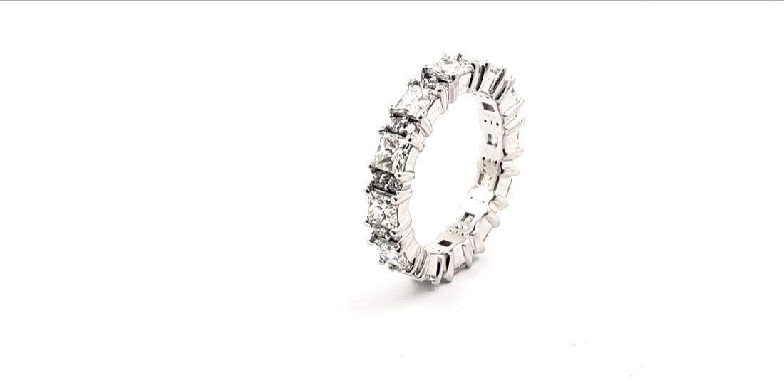 Princess Cut & Round Shape Eternity Band